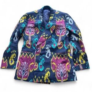 Ralph Lauren Purple Label Men’s Jahmar Ikat Print Silk Linen Jacket 38R